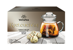VELTA TEA Dárková kazeta Zelené kvetoucí čaje 4 ks + konvice STŘÍBRNÁ