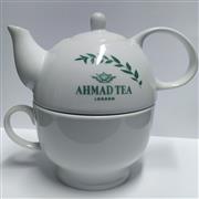 Ahmad Tea čajový set konvička s hrnkem bílý 480ml 